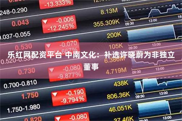 乐红网配资平台 中南文化：补选许晓蔚为非独立董事
